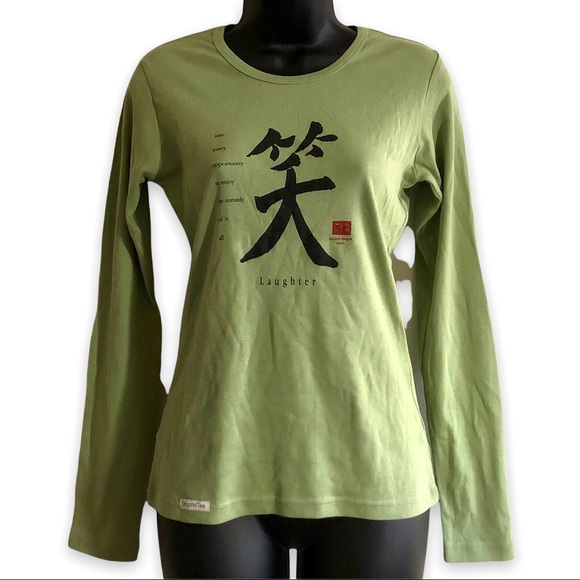 HAE Now Tops - Cute HAE NOW OrganicTee “Laughter” Long Sleeve in Light Green
